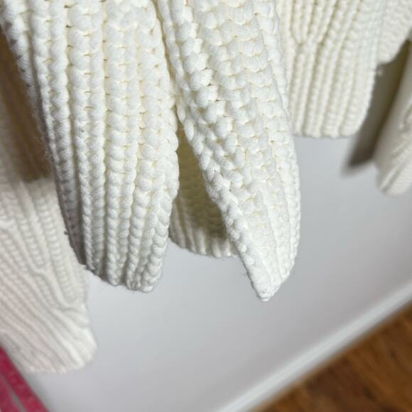 Vince Mirrored Rib Knit Pullover Sweater Womens Small Ivory Minimalist Fisherman - Picture 9 of 14